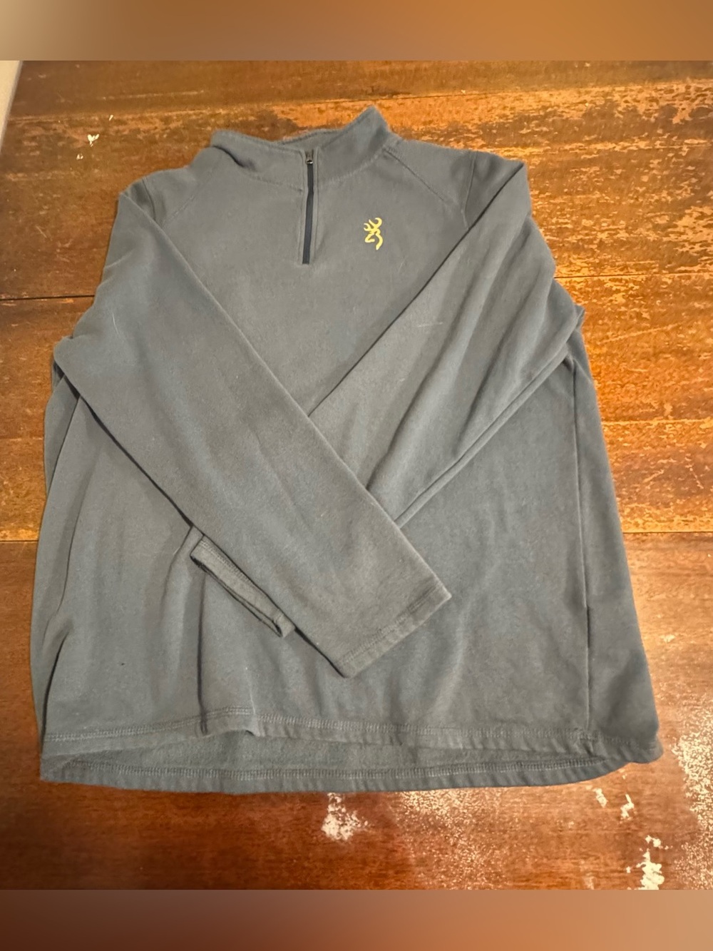 Browning Men's Gray Quarter-Zip Sweater with Yellow Logo